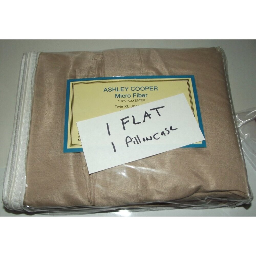 Ashley Cooper XL Twin Flat Sheet + Pillowcase Micro Fiber Polyester Fits 39"x80"